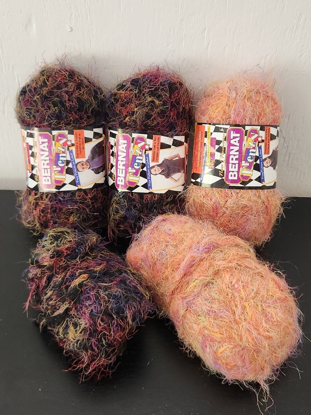 Bernat Frenzy Mix Yarn Lot Fuzzy Novelty Mohair Aplaca Blend Bulky